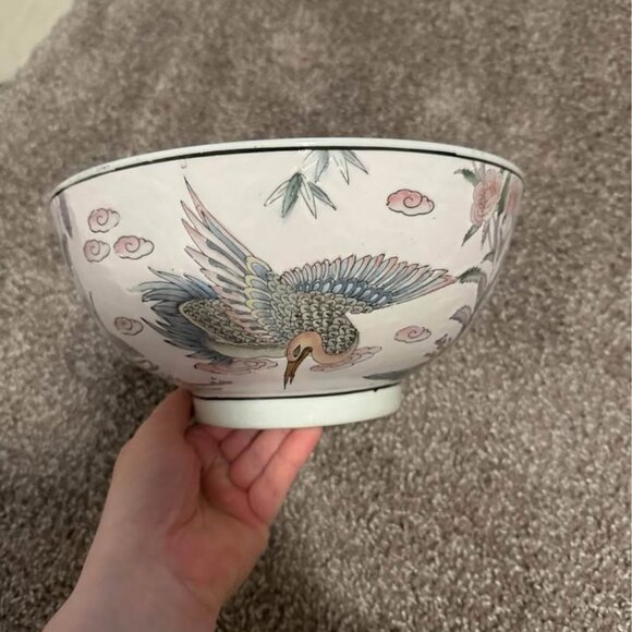 Vintage Large Porcelain Chinoiserie Bowl - Picture 1 of 4